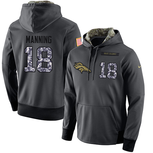 NFL Men's Nike Denver Broncos #18 Peyton Manning Stitched Black Anthracite Salute to Service Player Performance Hoodie
